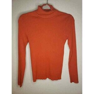 Chico's Orange Ribbed Turtleneck - US S/4 Chicos 0